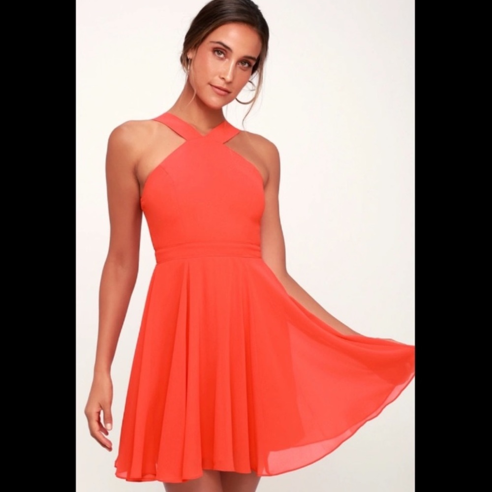 Lulu’s Coral Red Skater Dress
